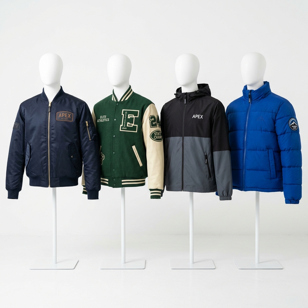 Custom jacket collection by Creative Concept - bomber jackets, varsity jackets, windbreakers and puffer coats